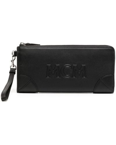 MCM Large Aren Zipped Leather Wallet - Black
