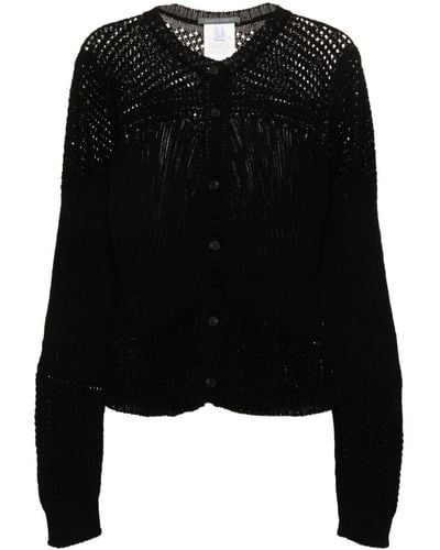 Alberta Ferretti Open-knit Cotton Cardigan - Black