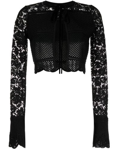 Roberto Cavalli Cropped Open-knit Top - Black