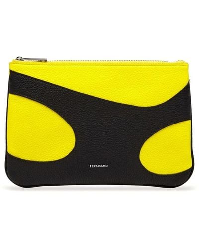 Ferragamo Cut-out Leather Phone Pouch - Yellow