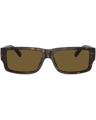 DIESEL Lunettes de soleil rectangulaires à logo - Marron