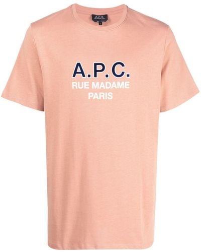 A.P.C. T-shirt en coton à logo imprimé - Rose