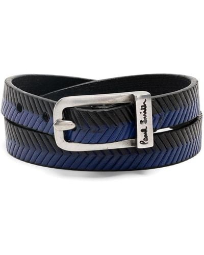 Paul Smith Herringbone Leather Bracelet - Blauw