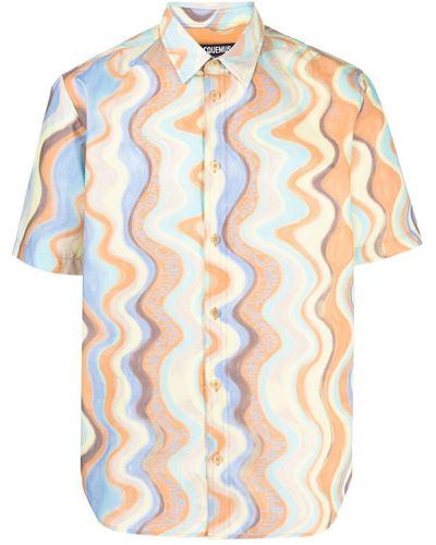Jacquemus Wave Stripe-print Cotton Shirt - White