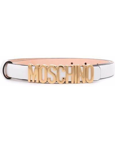 Moschino Leren Riem - Wit