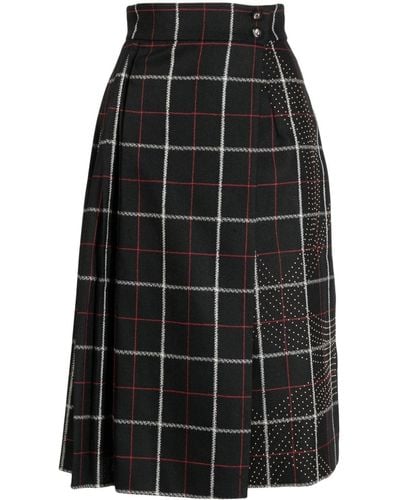Elie Saab Check-pattern High-waist Skirt - Black