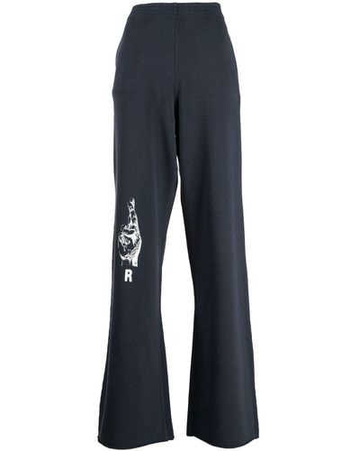 Raf Simons Hand Sign-print Flared Track Trousers - Blue