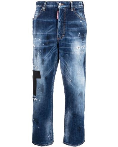 DSquared² Gerade Jeans im Distressed-Look - Blau