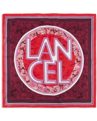 Lancel Roxanne Flowers-print Silk Scarf - Red