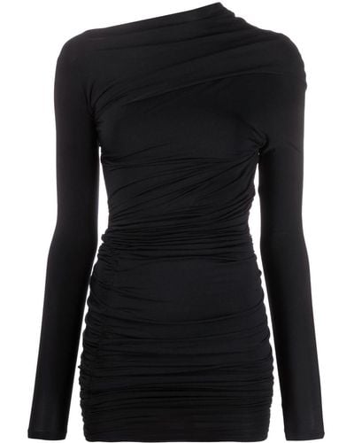 Balenciaga Robe courte asymétrique à fronces - Noir