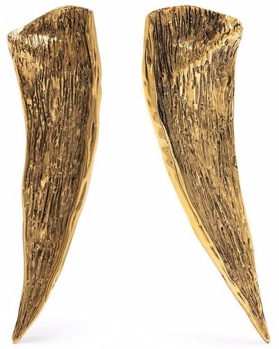 Saint Laurent Pointed Leaf Clip-on Earrings - Natural