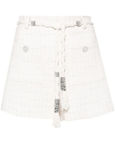 Maje Tweed-Shorts mit hohem Bund - Weiß