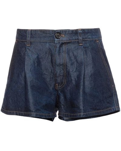 Miu Miu Shorts denim con pieghe - Blu