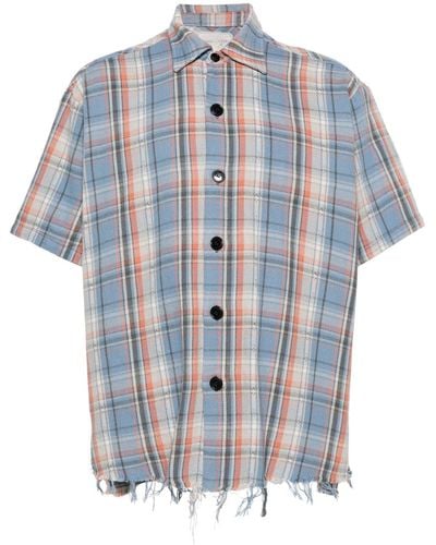 Greg Lauren Plaid-check Cotton Shirt - Blue