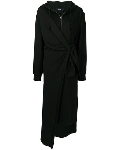 Goen.J ノットディテール フーデッドドレス - ブラック