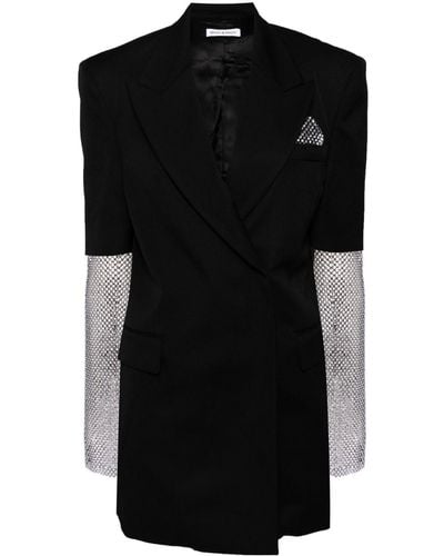 Mach & Mach Crystal-embellished Wool Mini Dress - Black