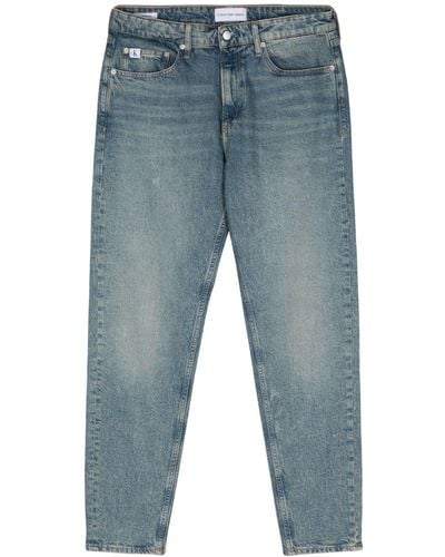 Calvin Klein Halbhohe Straight-Leg-Jeans - Blau