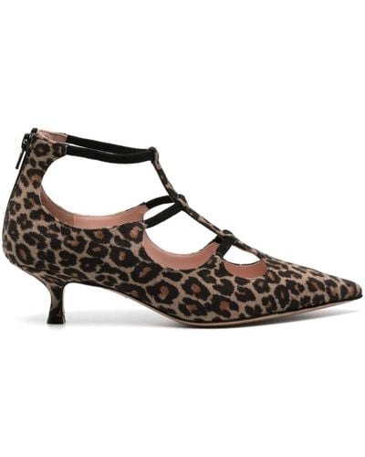 Anna F. 1376 50mm Leopard-print Court Shoes - Brown