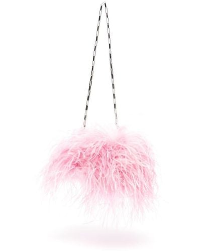 The Attico Midnight Feather Clutch Bag - Women's - Calf Leather/polyester/polyurethane/marabou Featherscottonpolyester - Pink