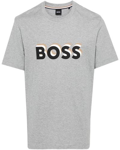 BOSS Camiseta con logo y sello - Gris