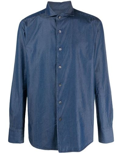 Canali スプレッドカラー シャツ - ブルー