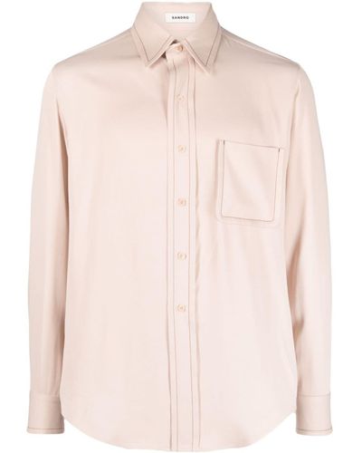 Sandro Contrast-stitch Shirt - Pink