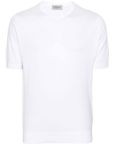 John Smedley Gestricktes Kempton T-Shirt - Weiß