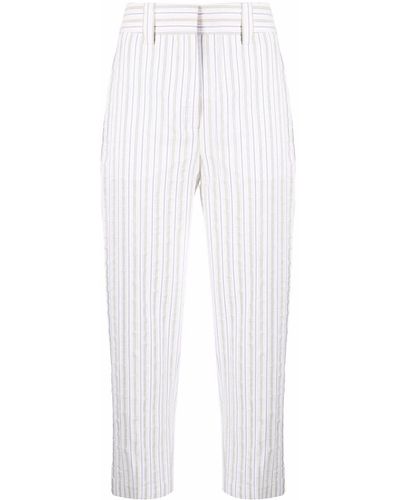Erika Cavallini Semi Couture Striped Cropped Pants - White
