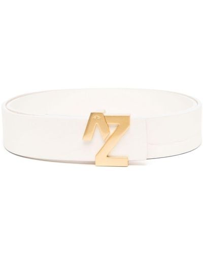 Zadig & Voltaire Cinturón con placa del logo - Blanco