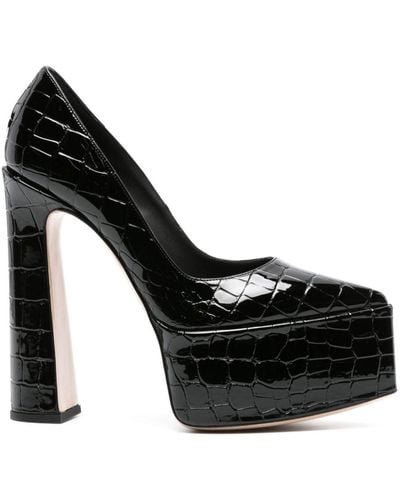 Le Silla Nina 170mm Crocodile-effect Court Shoes - Black