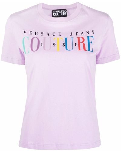 Versace T-Shirt mit Logo-Print - Lila