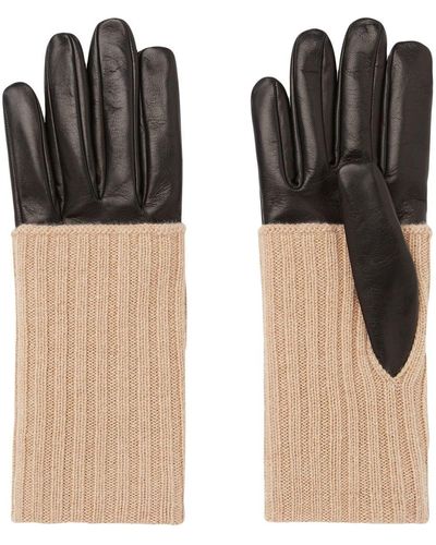 Ferragamo Ribbed-detail Leather Gloves - Black