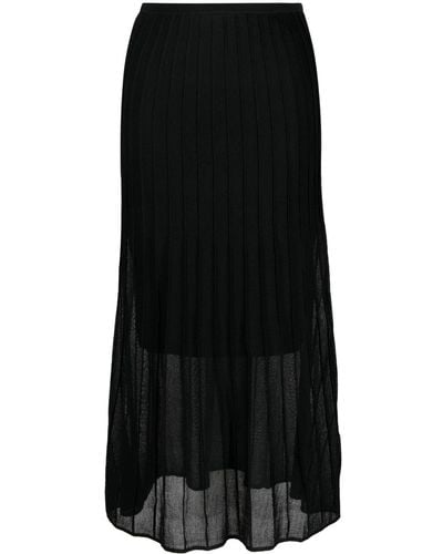 Calvin Klein Semi-sheer Construction Pleated Skirt - Black
