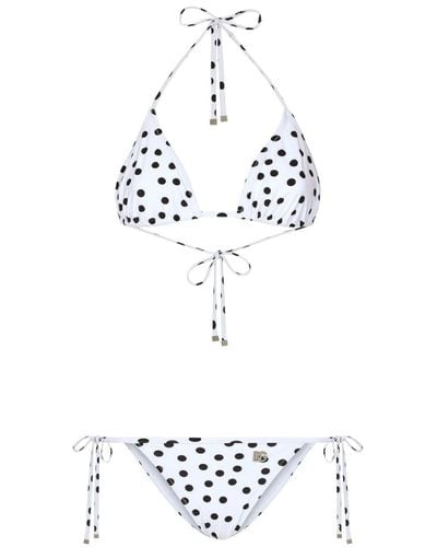 Dolce & Gabbana Triangel-Bikini mit Polka Dots - Weiß