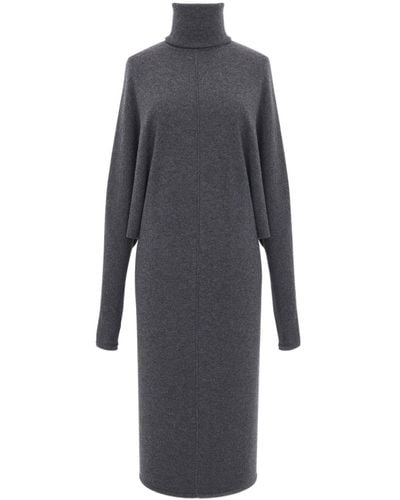 Saint Laurent Batwing-sleevees Knitted Dress - Grey