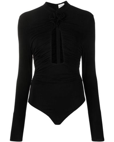 Magda Butrym Floral-appliqué Cut-out Bodysuit - Black