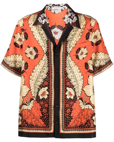 Valentino Garavani Floral-print Silk Shirt - Orange