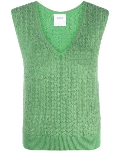 Barrie V-neck Sleeveless Cashmere Top - Green