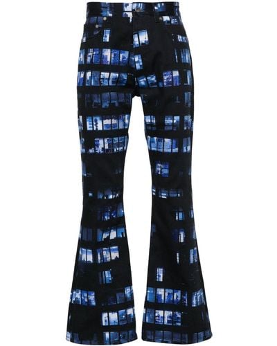 Off-White c/o Virgil Abloh Windows-print Flared Jeans - Blue