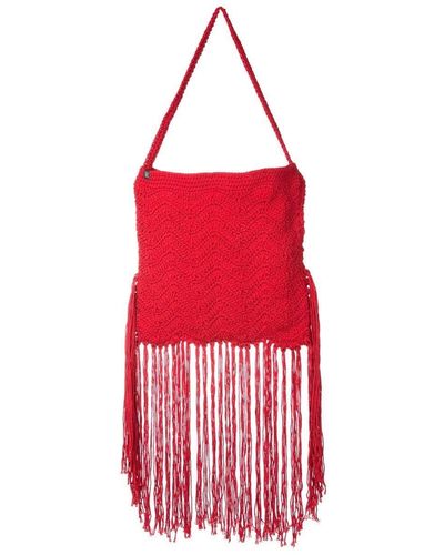 Nannacay Chloe Crochet-knit Tote Bag - Red
