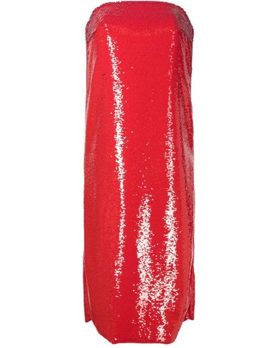 Adriana Degreas Sequinned Strapless Dress - Red