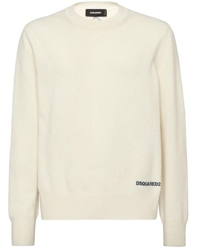 DSquared² Logo-print Knitted Sweater - Natural