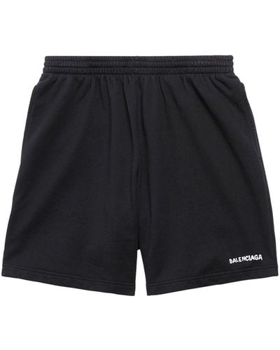 Balenciaga Pantalones cortos de deporte con logo estampado - Negro