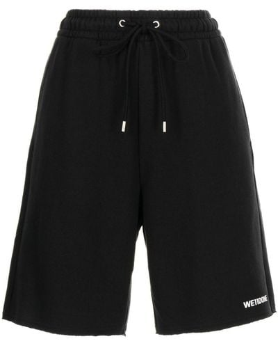 we11done Pantalones cortos con cordones y logo - Negro