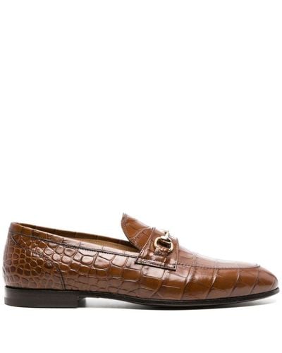 SCAROSSO Alessandro Crocodile-effect Loafers - Brown