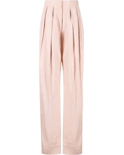 Stella McCartney Pantalon plissé à taille haute - Rose