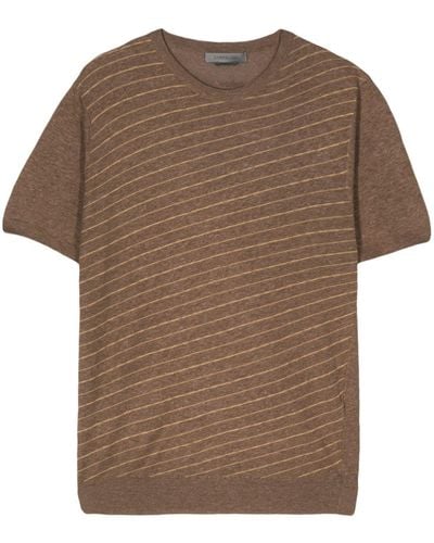 Corneliani Striped Fine-knit T-shirt - Brown