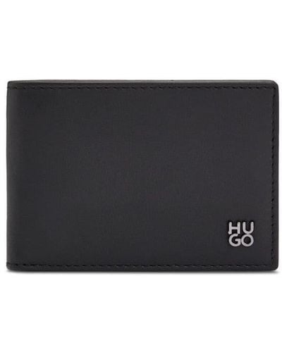 HUGO Logo-plaque Leather Wallet - Grey