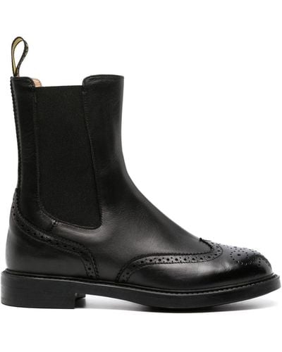 Doucal's Brogue-detail Leather Ankle Boots - Black
