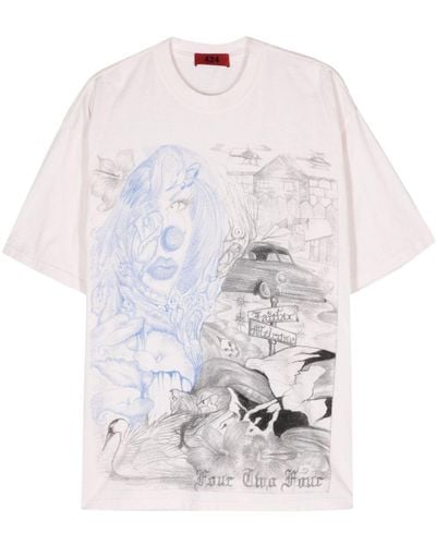 424 Valentina Grave Cotton T-shirt - White